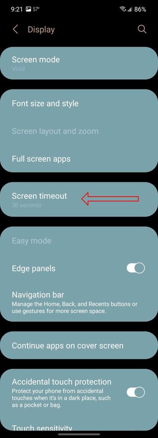 Setting screen timeout on Android