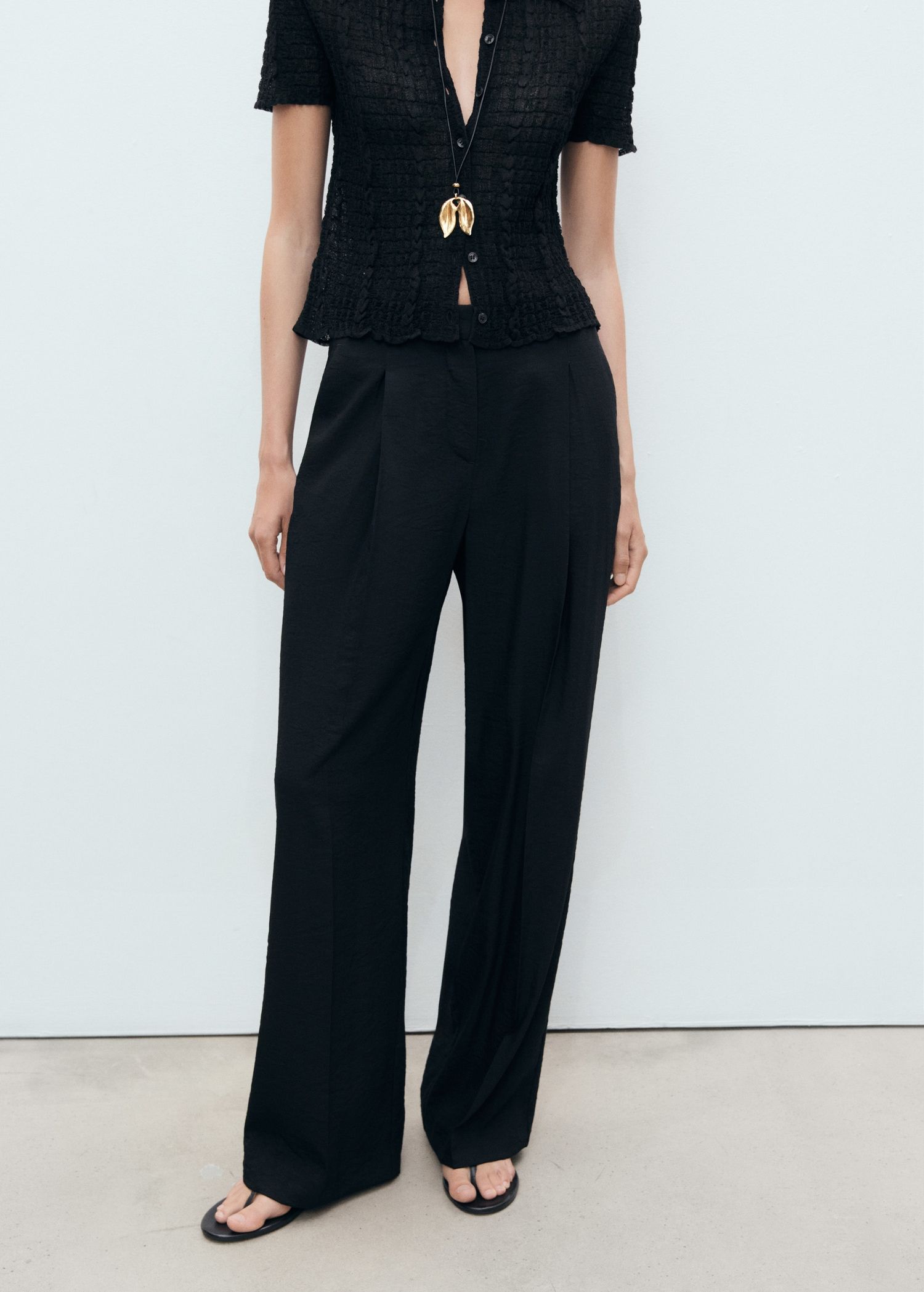 Wide Leg Pleated Pants - Women | Mango Usa