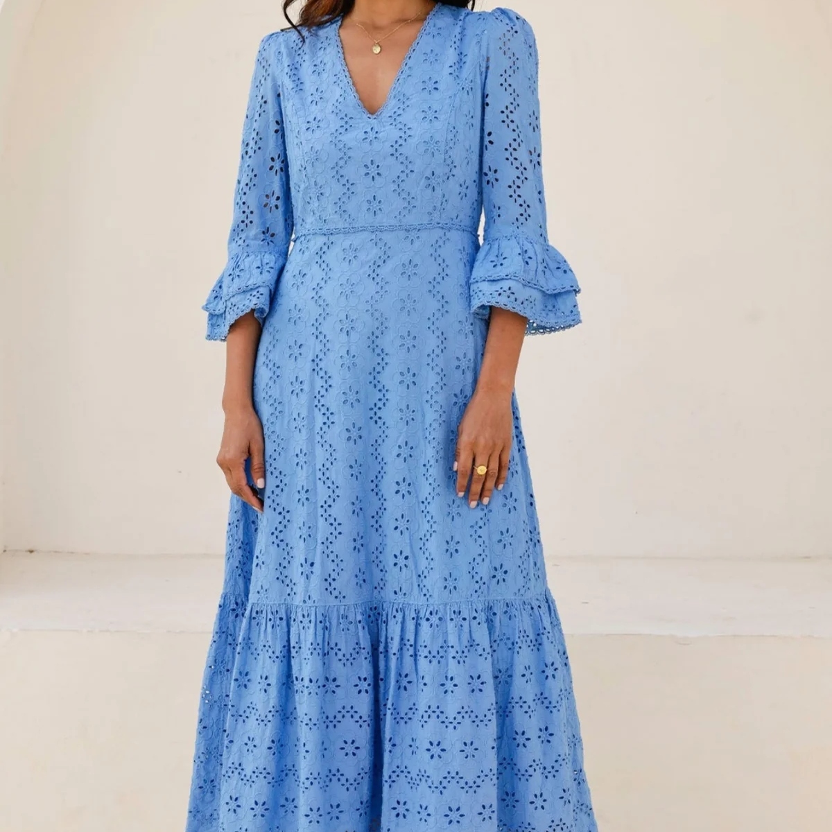 Victoria Broderie Dress | Blue