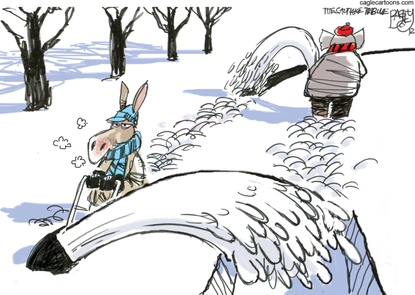 Political Cartoon U.S. Democrats GOP snow