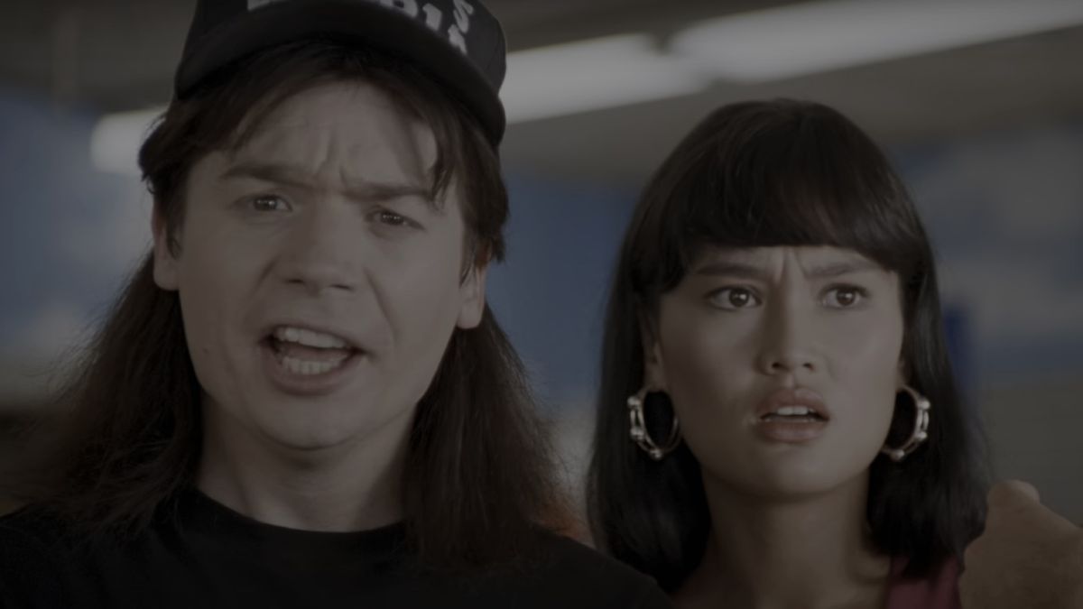 Mike Myers and Tia Carrere in Wayne&#039;s World