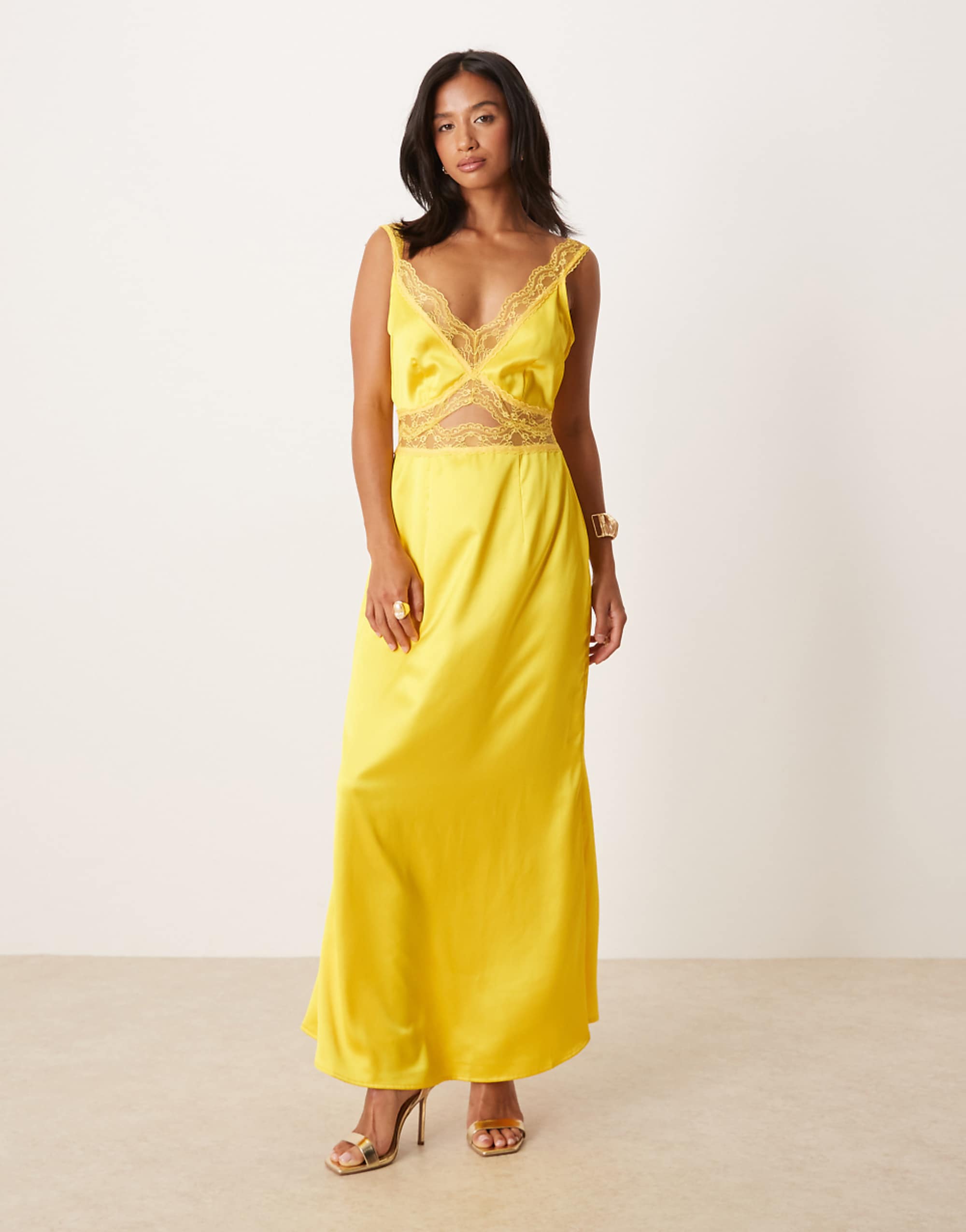 Never Fully Dressed Petite Mimi Slip Midaxi Dress in Yellow