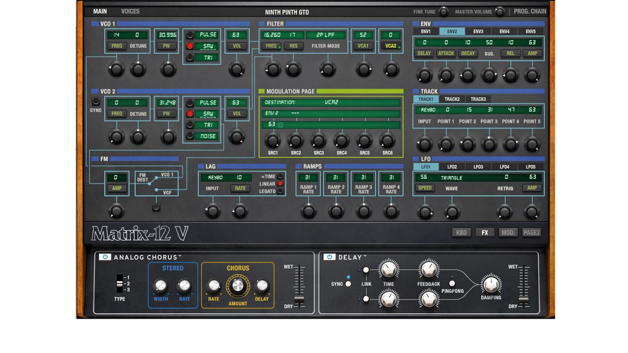The Matrix 12-V comes with a sizeable categorised library