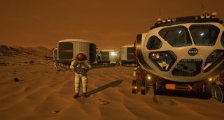 In "Mars 2030," players can explore 15 square miles (40 square km) of Mars in virtual reality drawn from Mars Reconnaissance Orbiter Data, as well as a futuristic habitat on the Red Planet's surface.