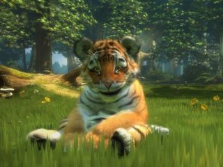 Kinectimals: lazy tiger slumps in the grass