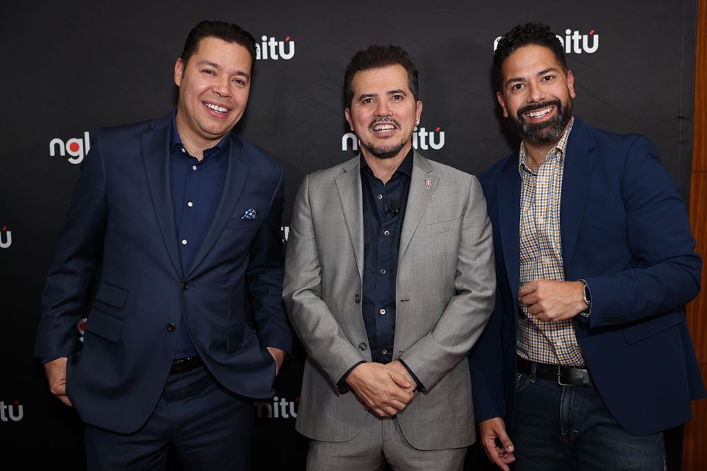 (From l.): Joe Bernard, chief revenue officer, John Leguizamo, partner, and Ben DeJesus, chief creative officer, at NGLmit&uacute;&rsquo;s upfront presentation at Ascent Lounge in New York.