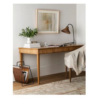 home office narrow wood desk