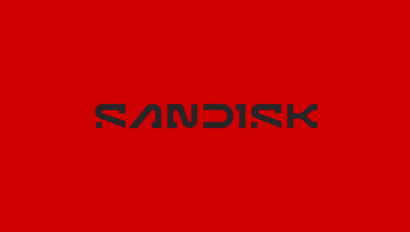 An image of the revamped 2024 SanDisk logo on red background.