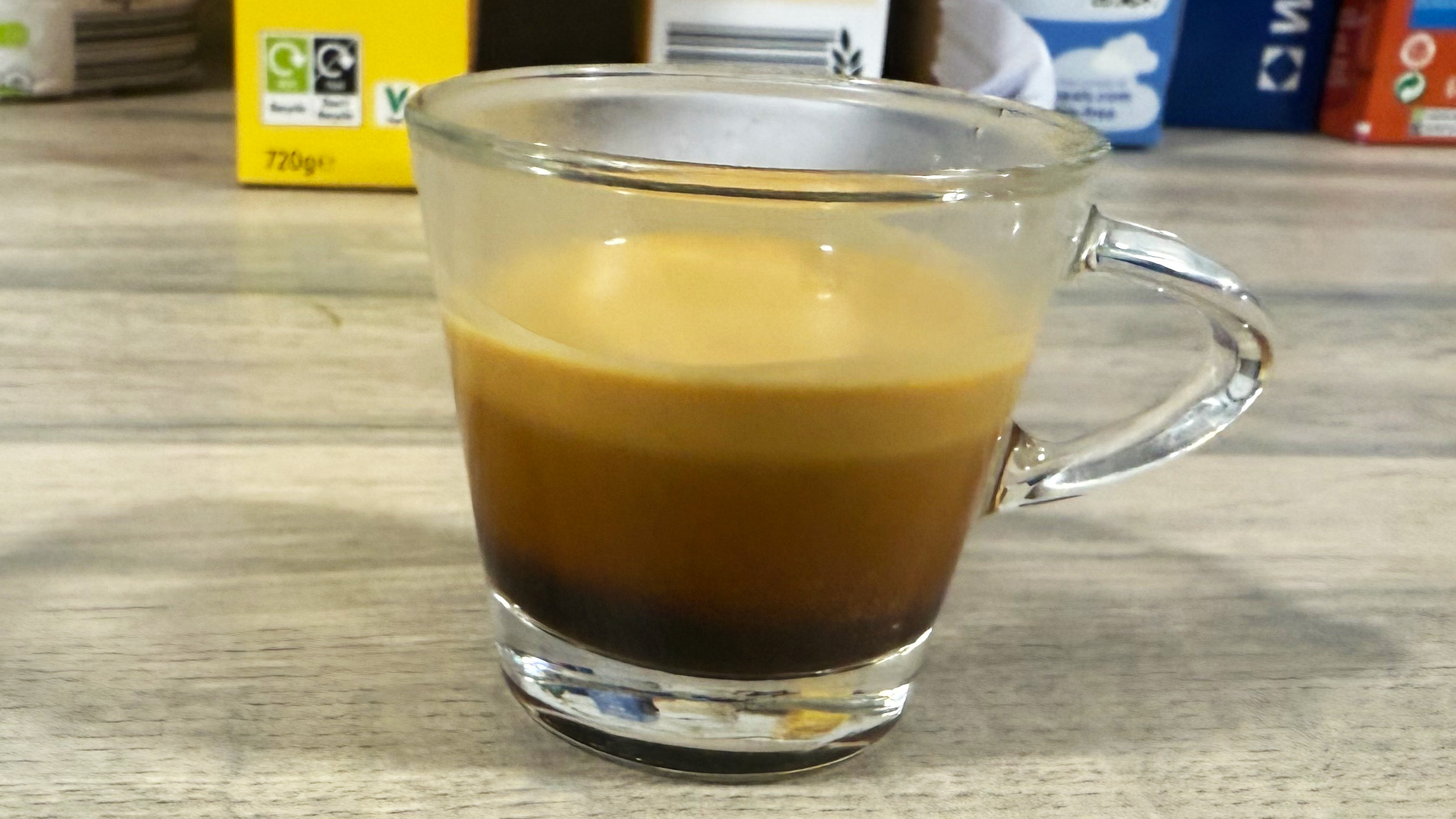 a photograph of a coffee made by the Jura E8 automatic coffee machine