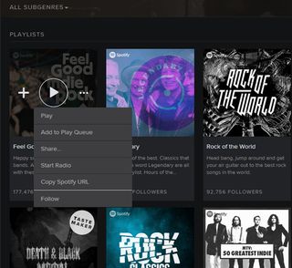 Overflow menu on Spotify