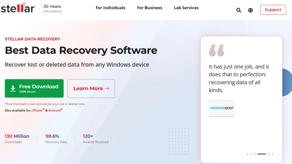 Website screenshot of Stellar (July, 2025)