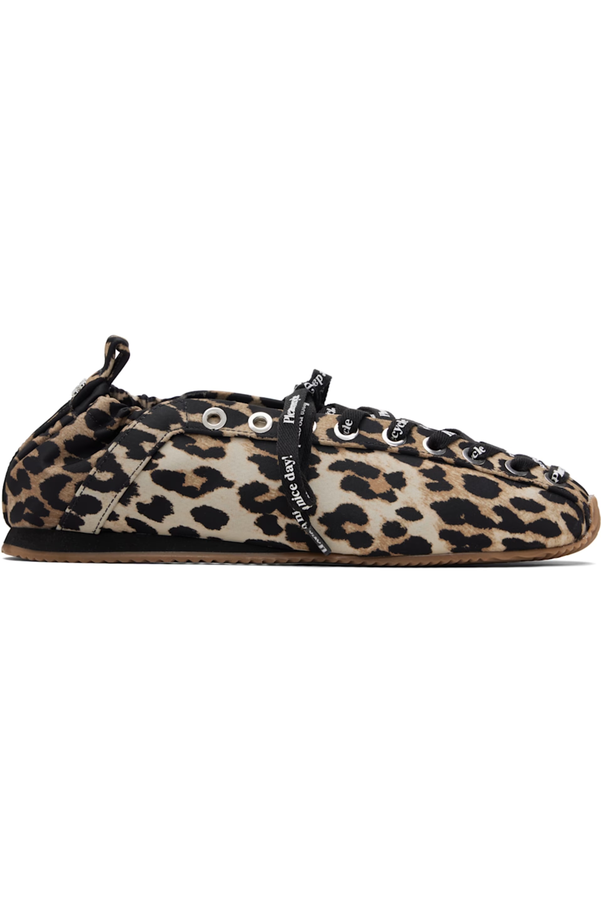 Ganni Leopard Print Ballet Sneakers with black and white laces
