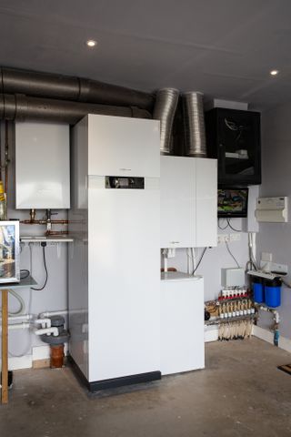 a plant room containing a heat pump