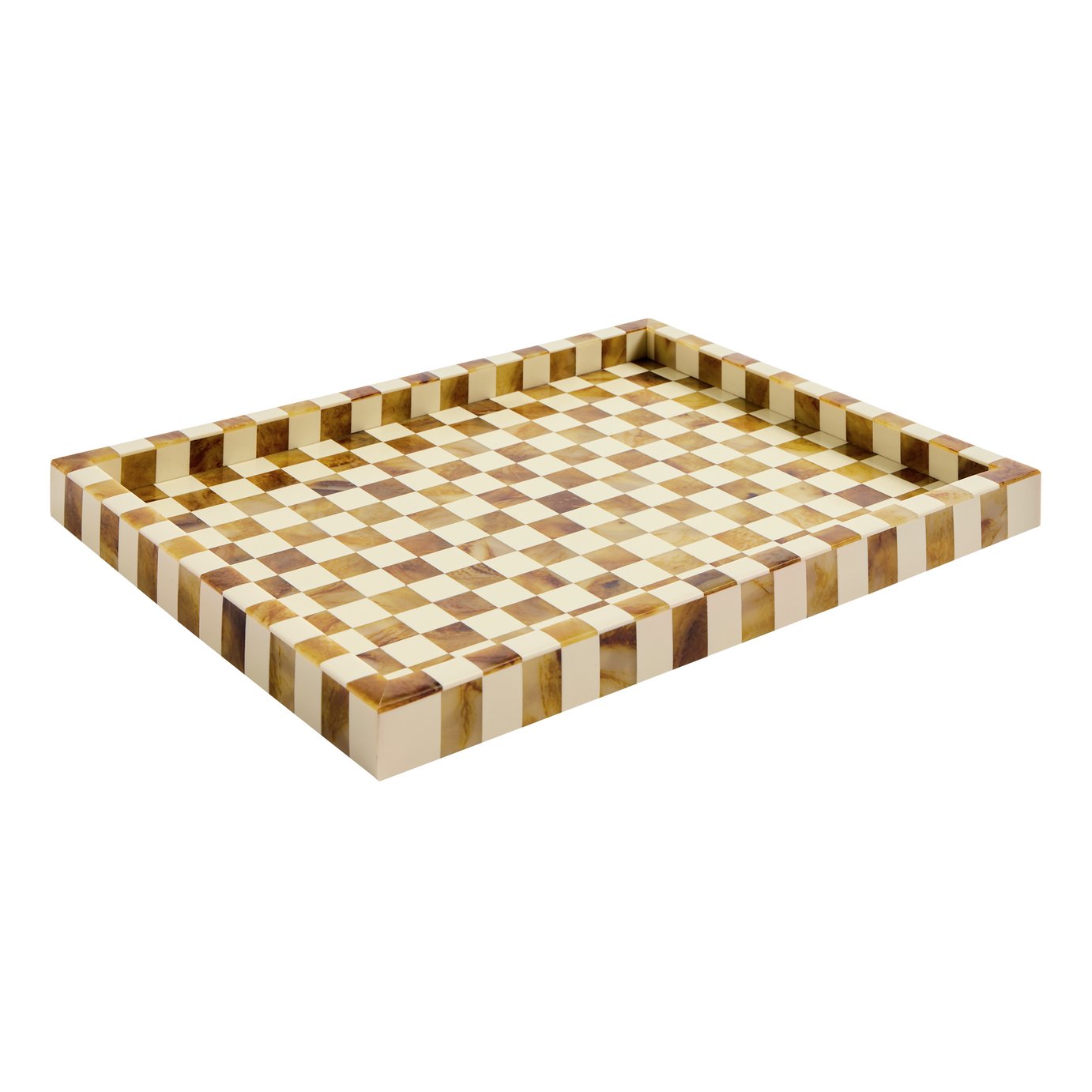 Habitat Checkered Resin Brown &amp;amp; White Coffee Table Tray