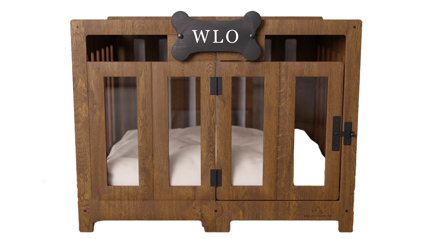 Walnut &amp;amp; Ivory Pueblo Modern Dog Crate