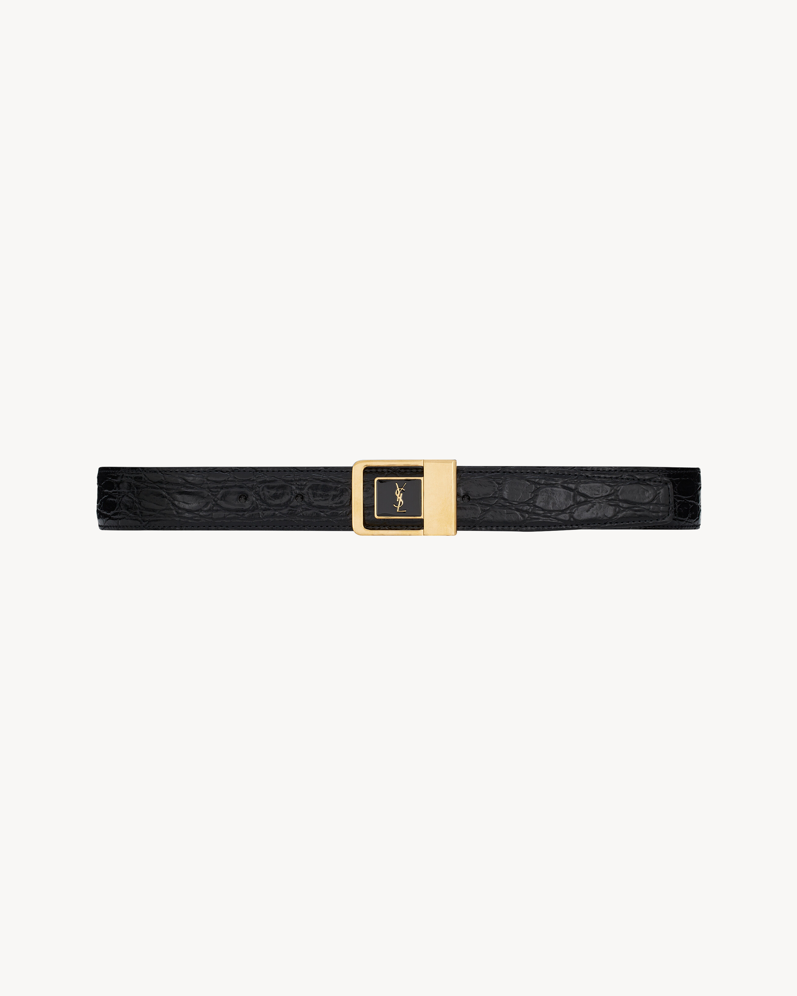 La 66 Buckle Belt in Crocodile-Embossed Leather
