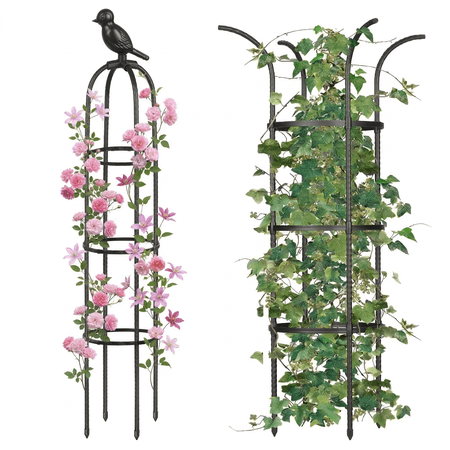 Garden Trellis for Climbing Plants Outdoor, Plant Support for Potted Flowers Vegetable Vine Indoor Outdoor, Garden Obelisk, 5.25ft Tall Rose Trellis, Black, 1pc