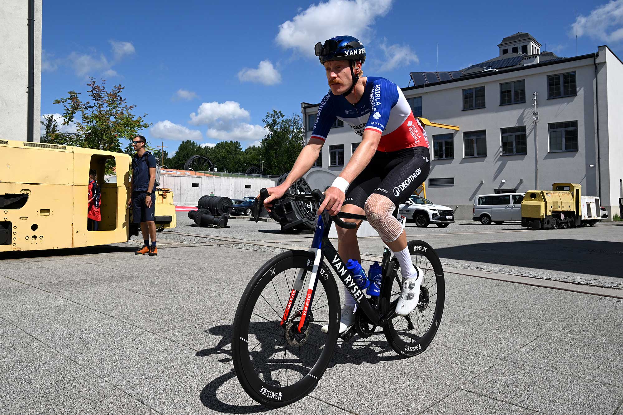WALBRZYCH, POLAND - AUGUST 06: Dorian Godon of France and Team Decathlon AG2R La Mondiale prior to the 82nd Tour de Pologne 2025, Stage 3 a 159.3km stage from Walbrzych to Walbrzych / #UCIWT / on August 06, 2025 in Walbrzych, Poland. (Photo by Luc Claessen/Getty Images)