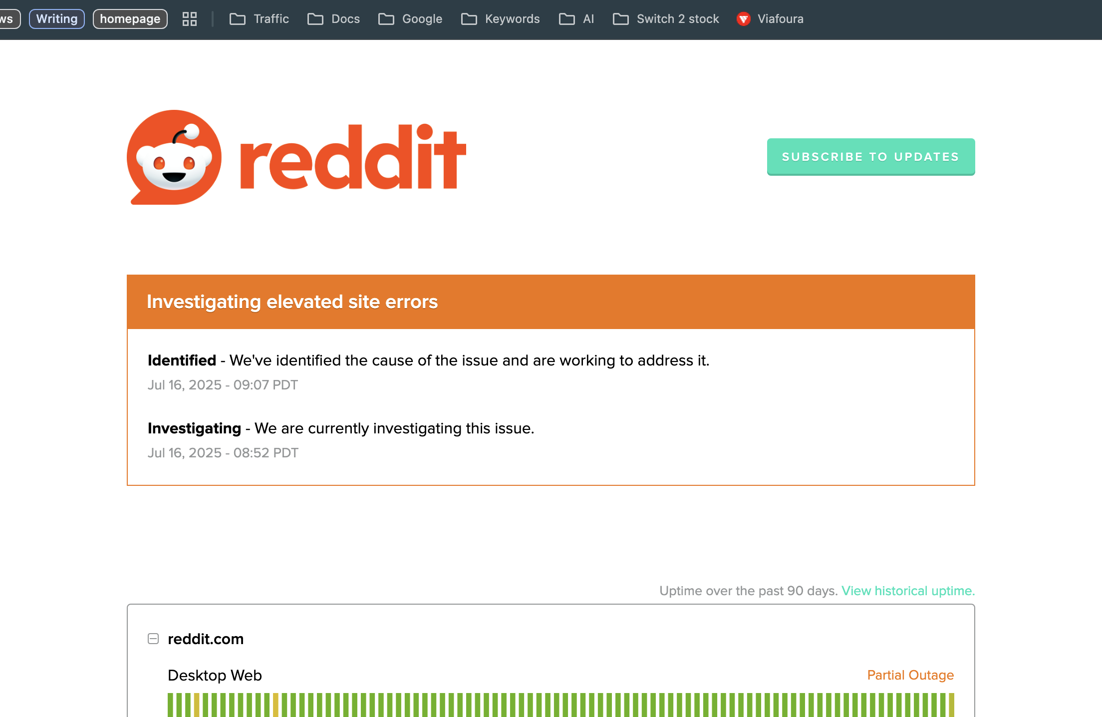 Reddit outage reports