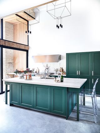 Forest Green kitchen with island