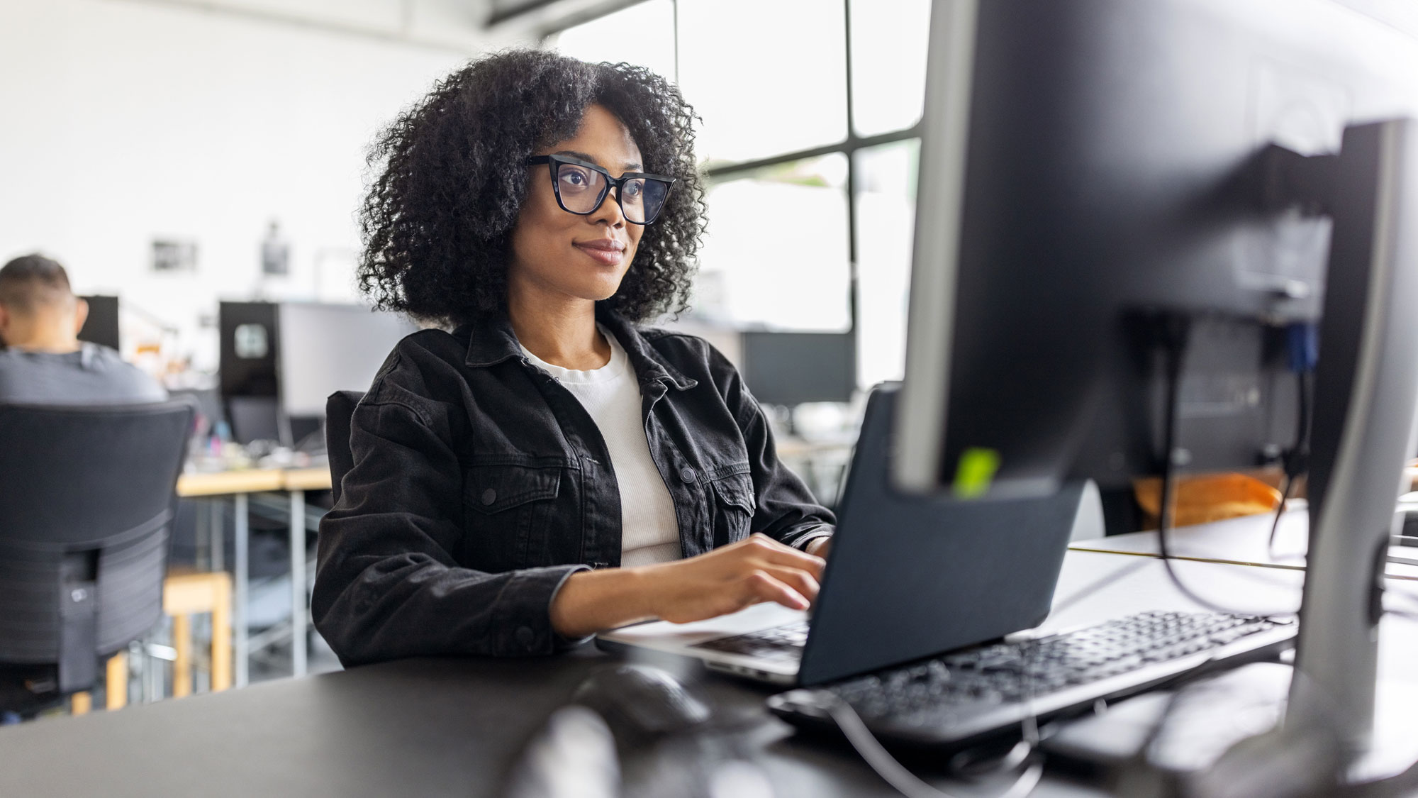 person looking at a computer