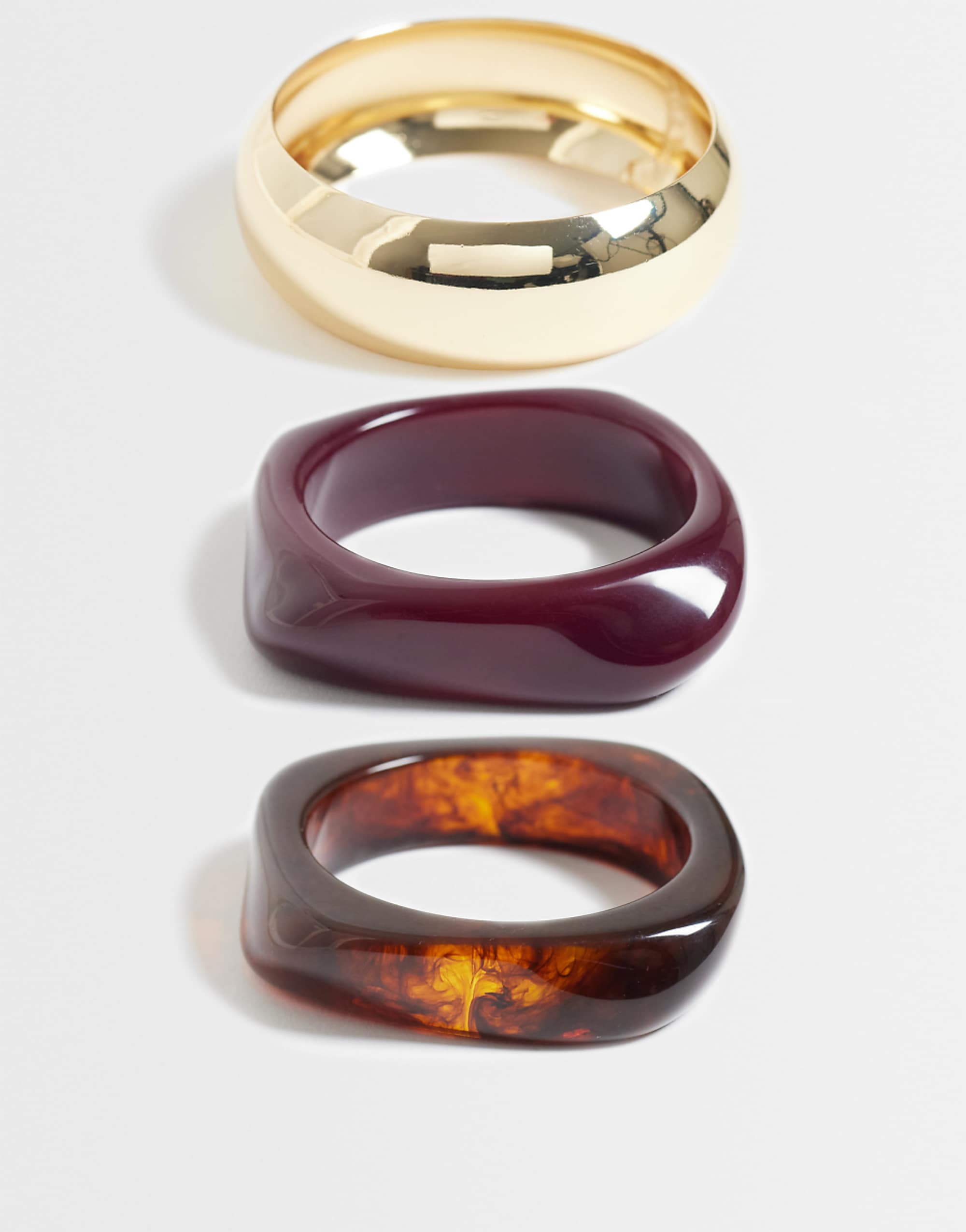 Asos Design Pack of 3 Resins Bangles With Burgundy