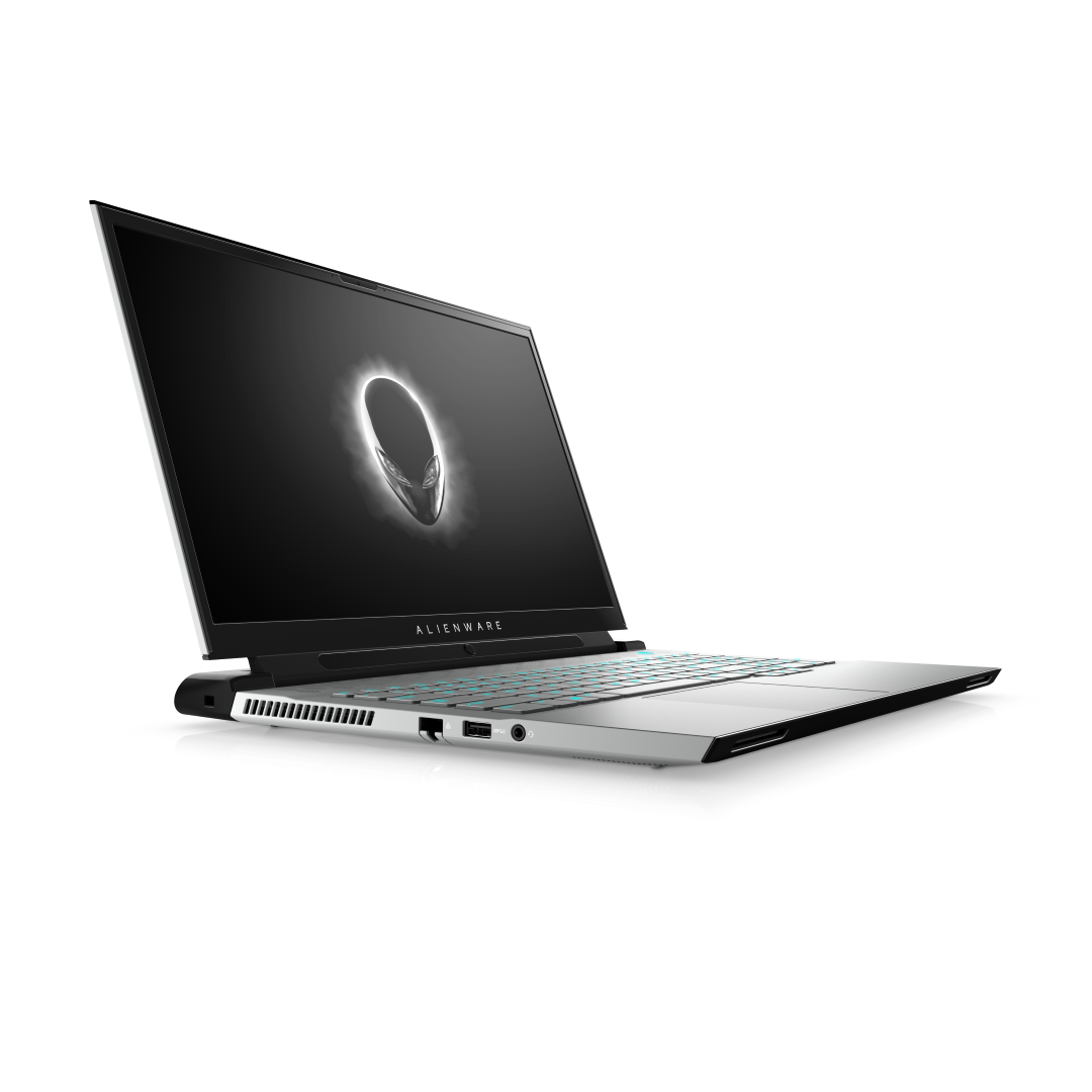 Alienware M17 R3 In Lunar Light And Alienware Background Right Side View V