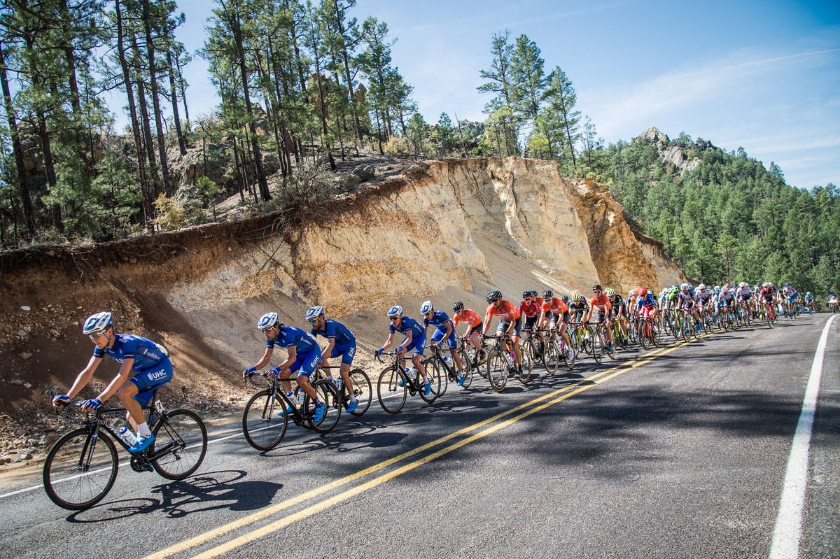 UnitedHealthcare leads the field on the way back over the Gila Monster climb