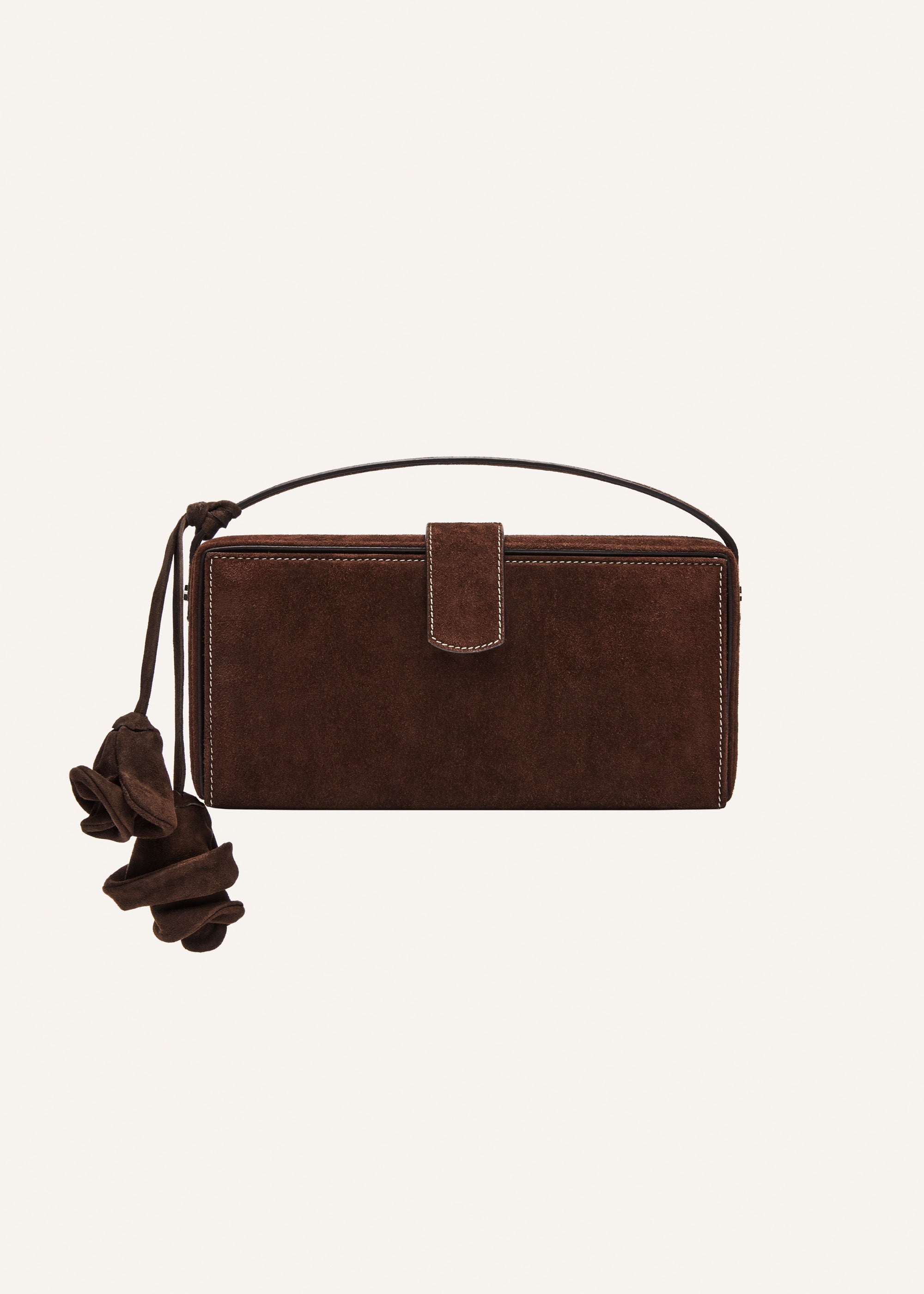 Apolonia Bag in Brown Suede With Flower Charm