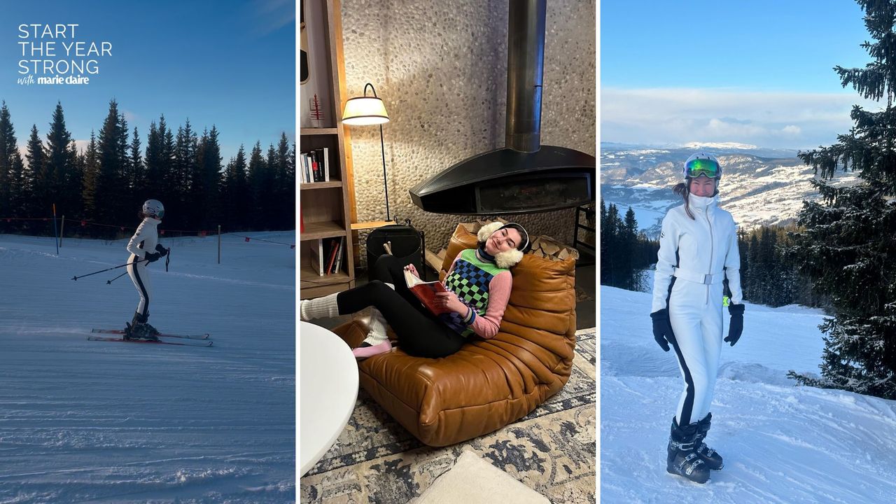 Mischa during her ski trip - on the slopes, at the chalet, and at the top of the mountain