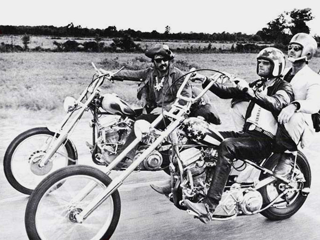 Dennis Hopper and Peter Fonda ride to Steppenwolf