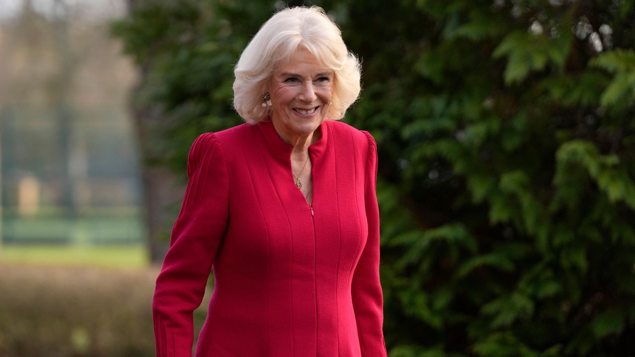 Queen Camilla red dress