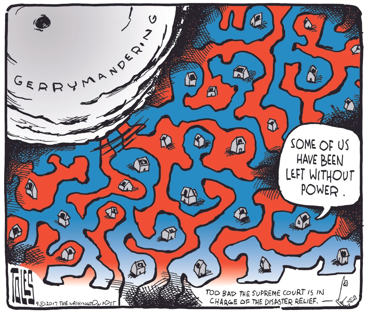 Political cartoon U.S. hurricanes Congress gerrymandering