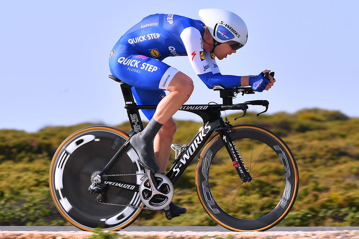 Julien Vermote time trialing in the Volta ao Algarve