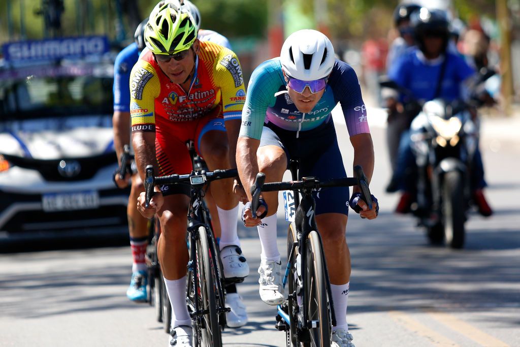 SAN JUAN ARGENTINA JANUARY 24 Victor Ocampo of Colombia and Team Medellin EPM competes in the breakaway during the 39th Vuelta a San Juan International 2023 Stage 3 a 1709km stage from Circuito San Juan Villicum to Circuito San Juan Villicum VueltaSJ2023 on January 24 2023 in San Juan Argentina Photo by Maximiliano BlancoGetty Images