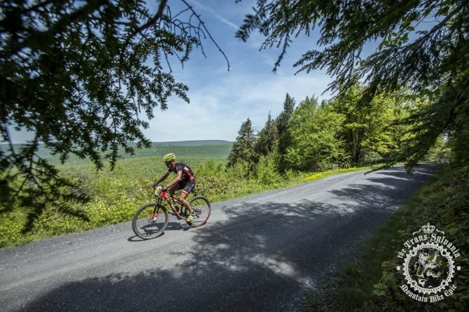 A rider passes the fantastic views seen from Co opers Gap Road.