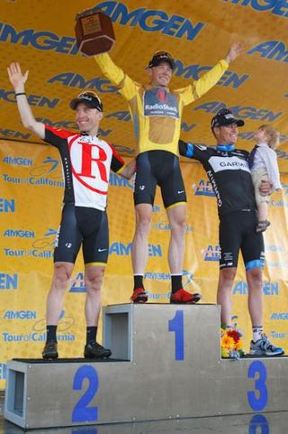 The 2011 Amgen Tour of California GC podium was all-American: Levi Leipheimer (RadioShack), Chris Horner (RadioShack) and Tom Danielson (Garmin-Cerv