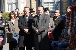 The residents gather for the funeral of Mel Owen