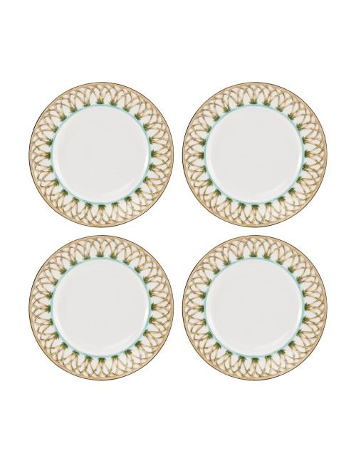 British Colonial Bamboo Accent Plates, Set of 4
