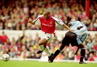 Thierry Henry on the ball for Arsenal against Coventry City in 2000.