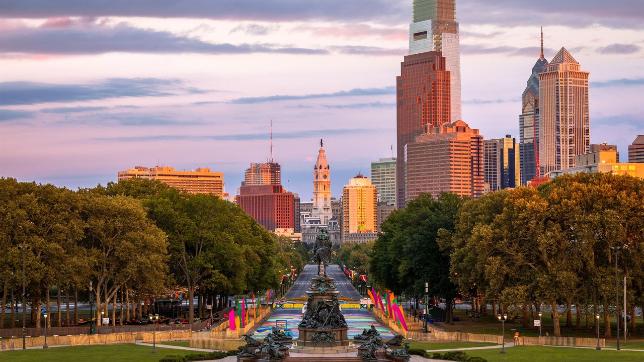 Trees and buildings in Philadelphia, Pennsylvania for Pennsylvania tax story