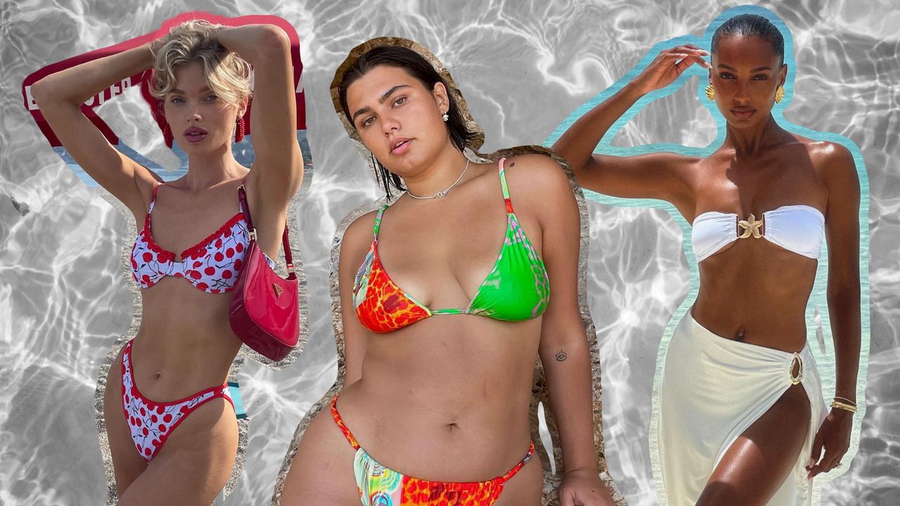 Women wearing summer 2024 swimsuit trends.