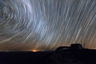 Star trails above the Vera C. Rubin Observatory