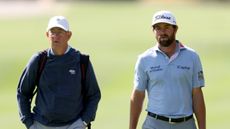 Cameron Young and his dad David Young - who caddied for him at the Travelers Championship