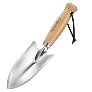 A garden hand trowel