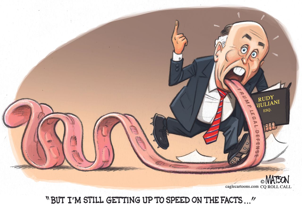 Political cartoon U.S. Rudy Giuliani interview Trump