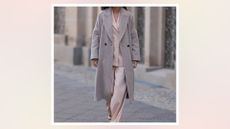 how to wash a wool coat: street style image of woman in long wool coat