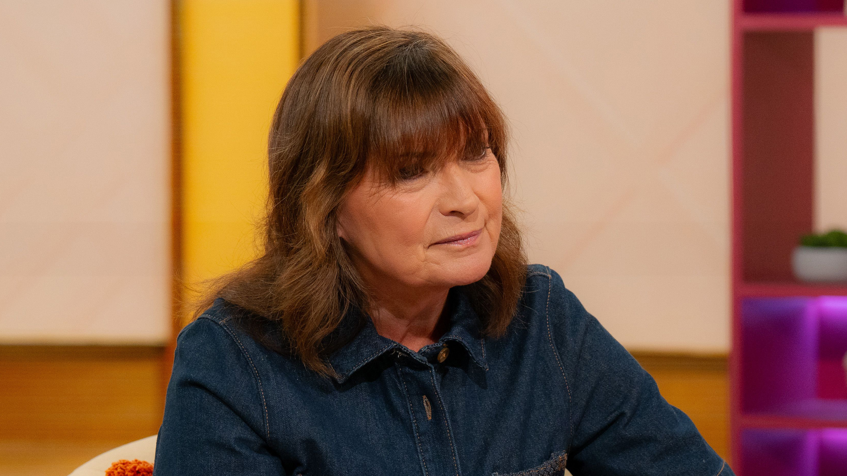lorraine kelly wearing a denim dress