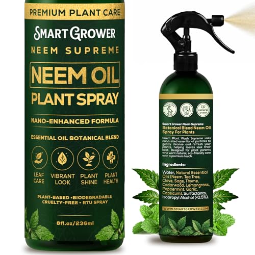 Neem Oil Spray for Plants Botanical Blend &amp;ndash; Plant Wash With Natural Essential Oils, Simple Ready-To-Use Plant Spray for Gardens, Houseplants, Indoor &amp;amp; Outdoor Plants &amp;ndash; 8 Oz