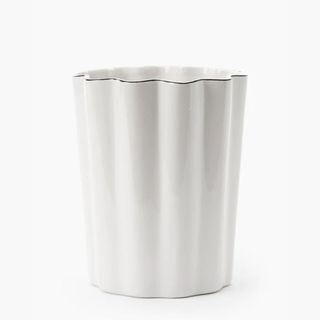 white waste bin with scalloped edge